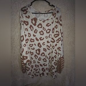 Maurices Brown and Cream Leopard Print Long Sleeve Top